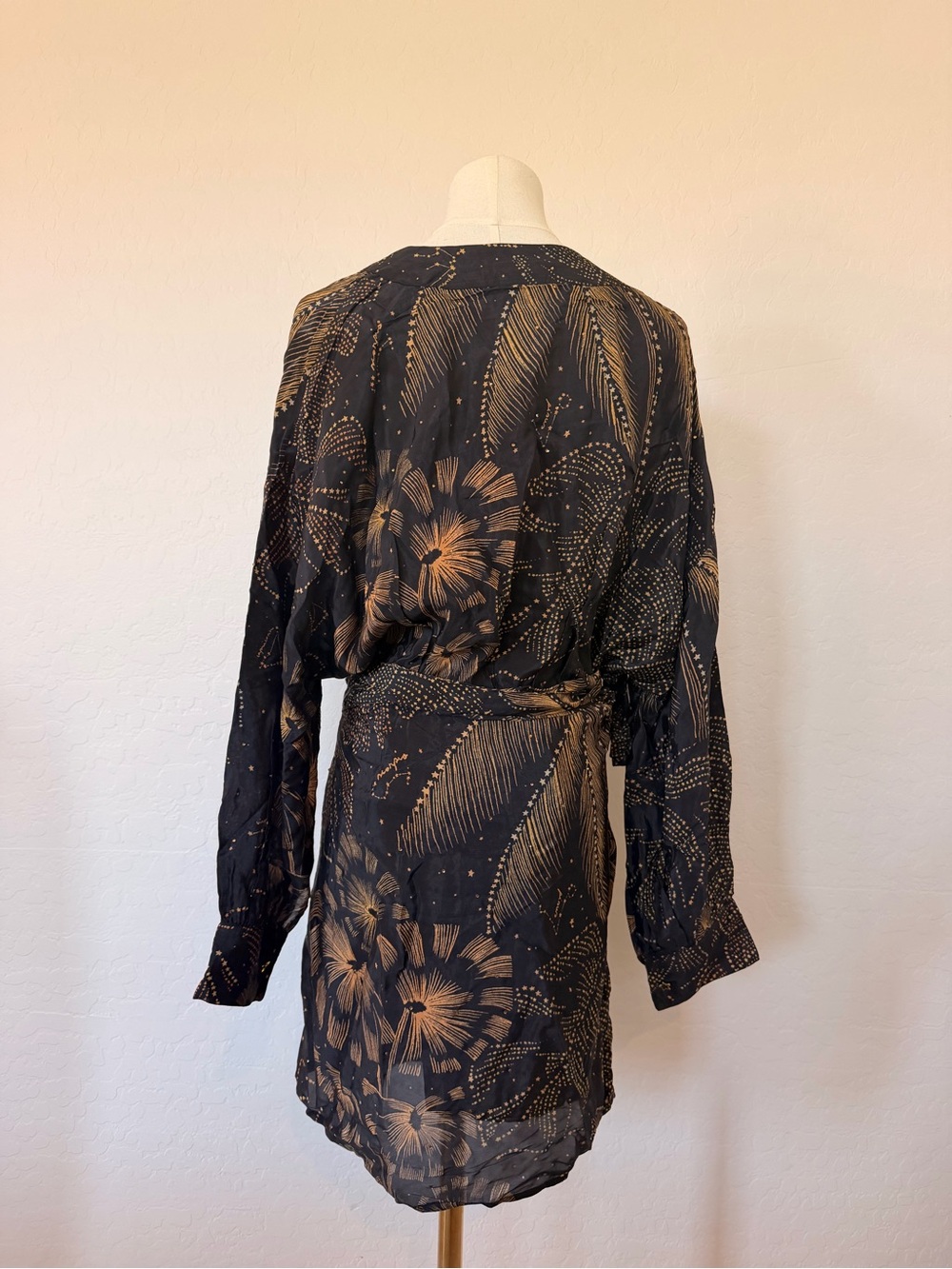 FARM Rio Black Golden Foliage Mini Dress. Size medium - Picture 3 of 10
